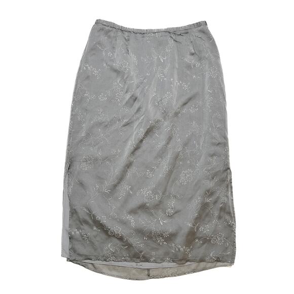 Venezia Vintage 90s Floral Maxi Skirt Gray A Line Women's 16 Dark Academia - Picture 1 of 8